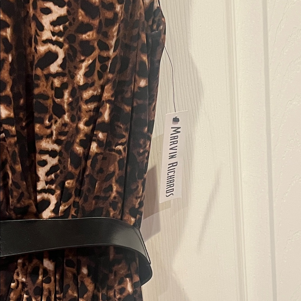 NWT- Marvin Richards Brown Leopard Print Midi Dress - Picture 3 of 5
